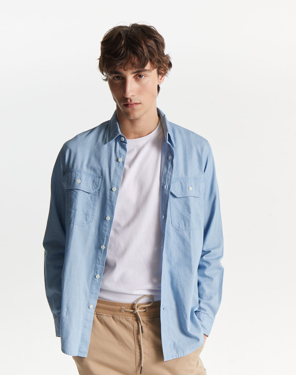 Camisa slim denim 100% algodón LEANDRO