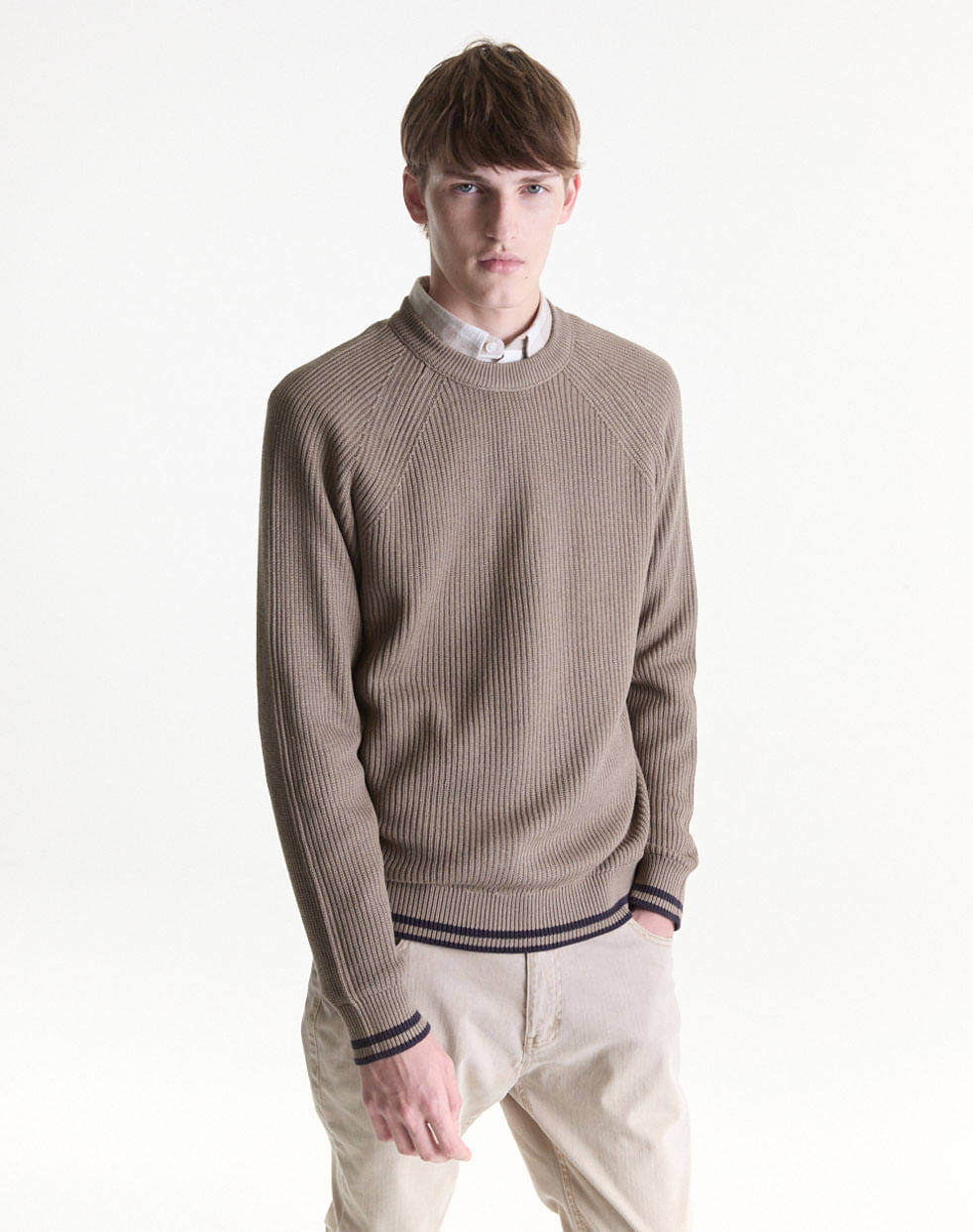 Sweater escote redondo BURDEOS