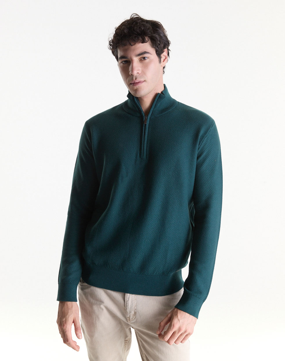 Sweater medio cierre tramado BUCAREST