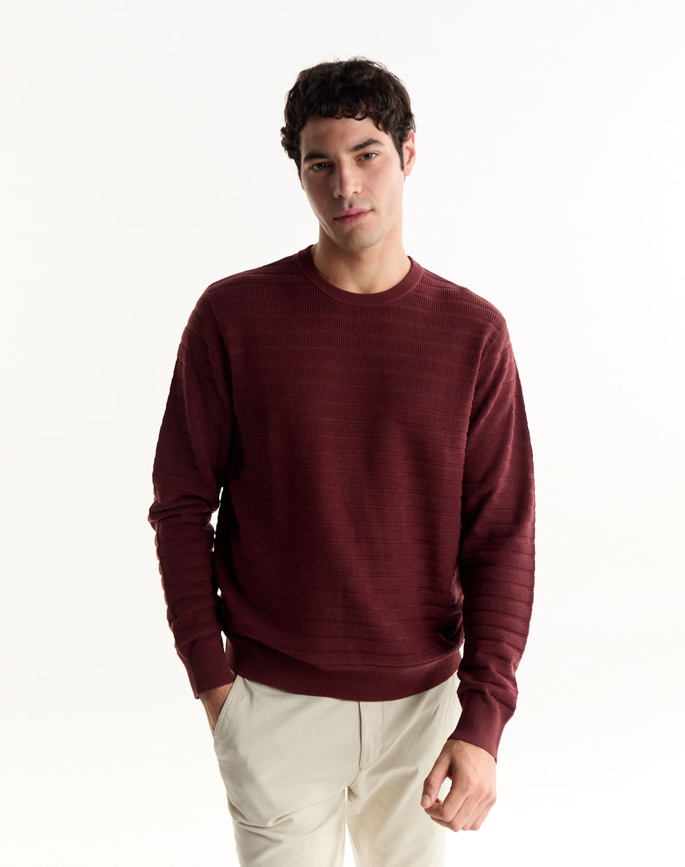 Sweater cuello redondo tramado BERGEN