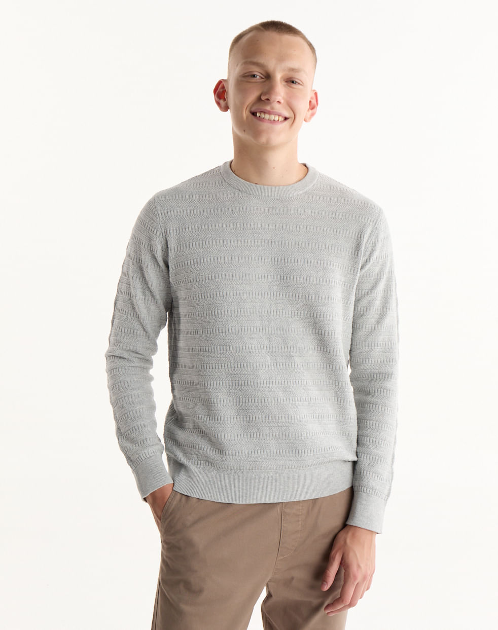 Sweater cuello redondo tramado HANKO