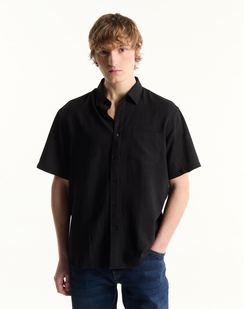 Camisa regular lino HIBISCUS