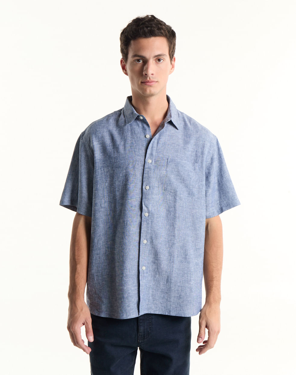 Camisa regular lino HIBISCUS