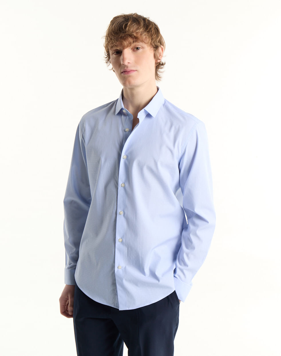 Camisa vestir slim 100% algodón LEO