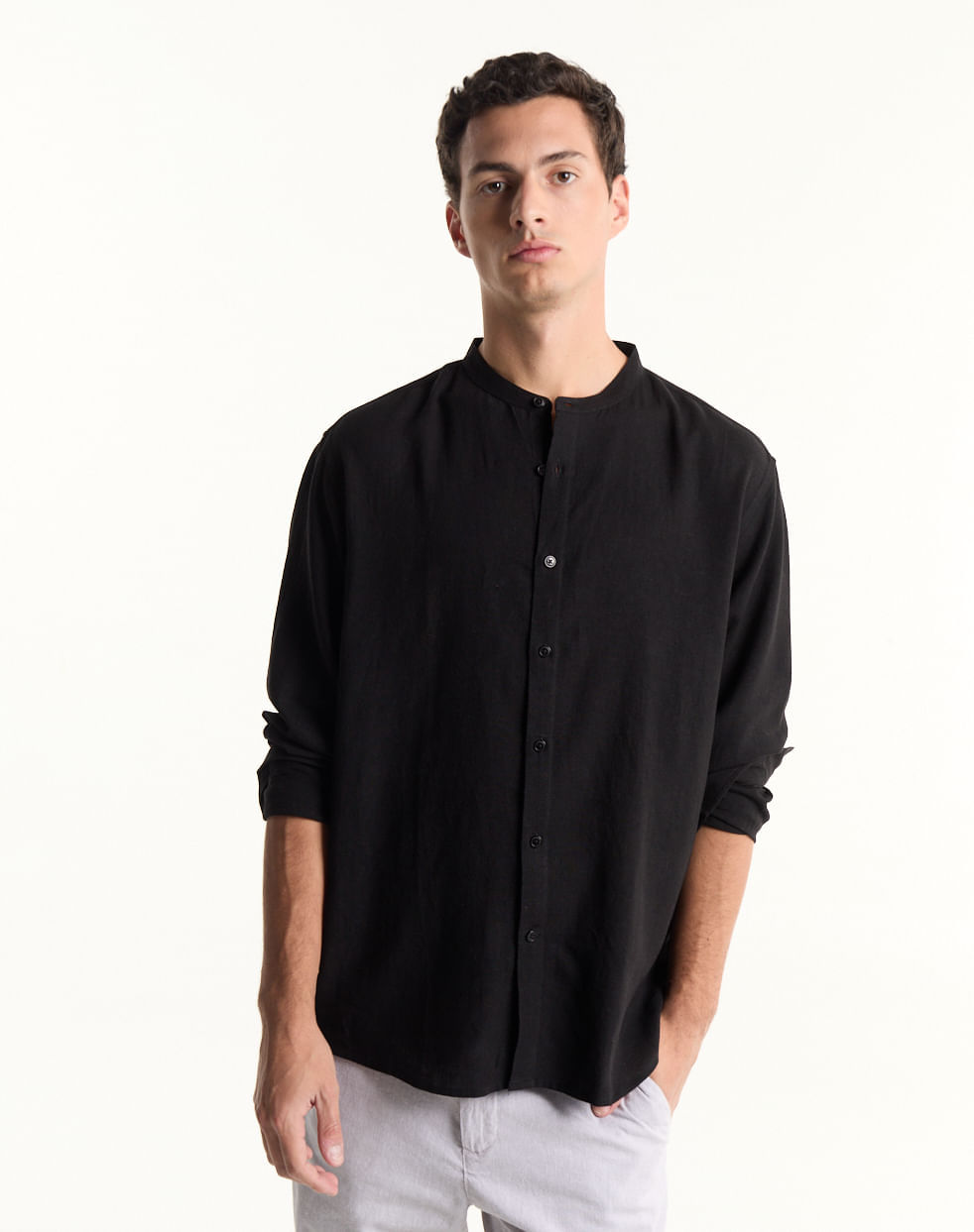 Camisa regular lino MAURIZIO