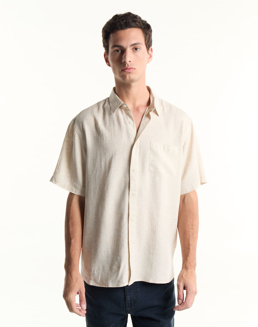 Camisa regular lino HIBISCUS
