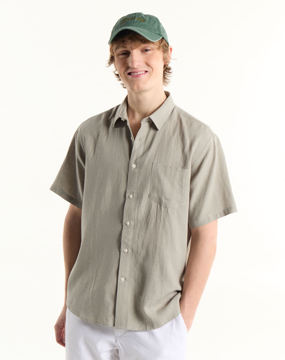 Camisa regular lino HIBISCUS