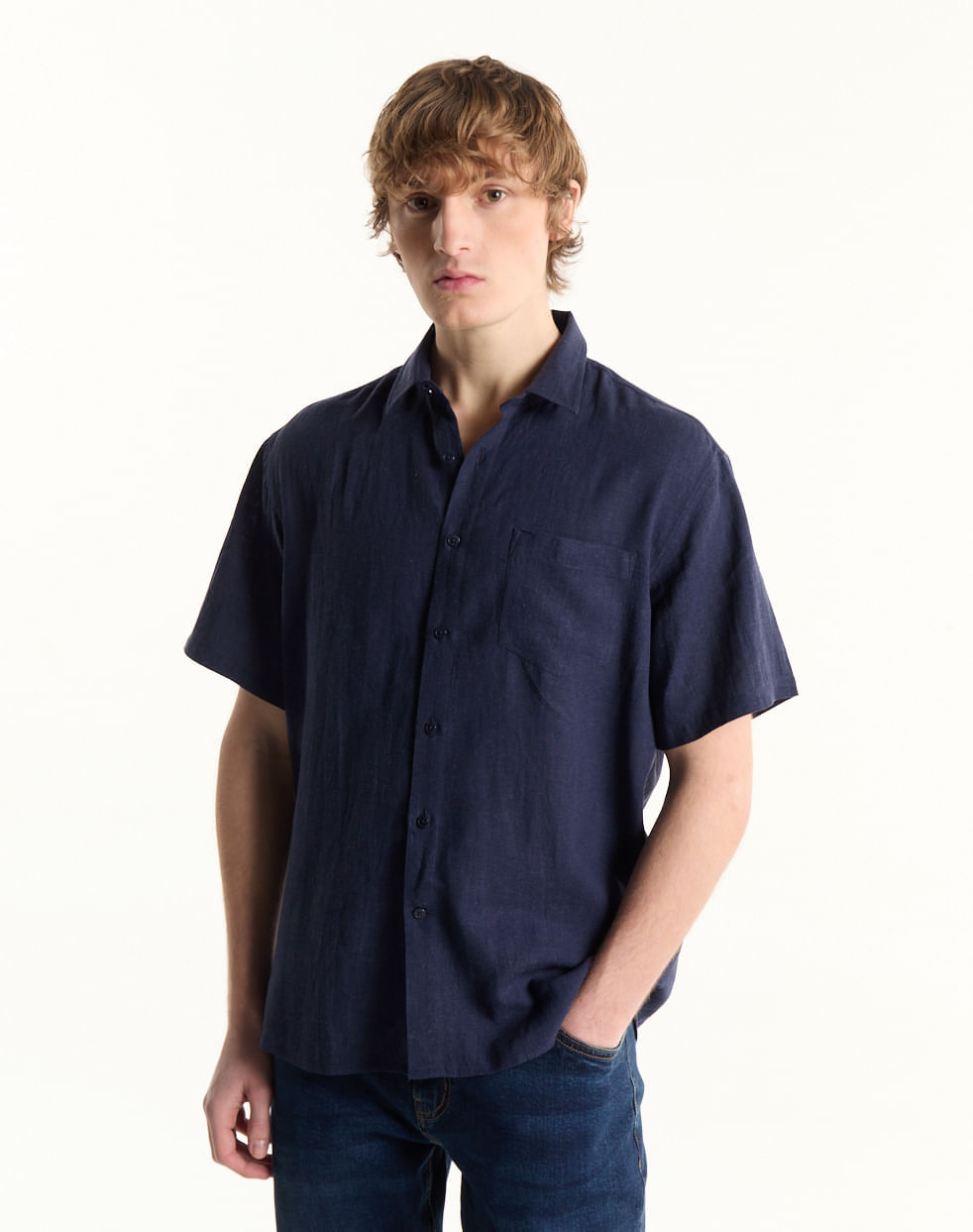 Camisa regular lino HIBISCUS