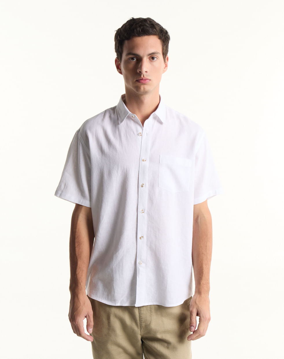Camisa regular lino HIBISCUS