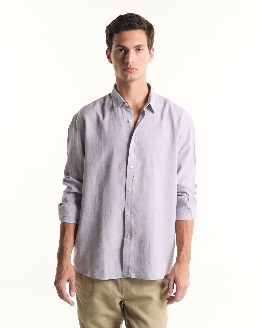 Camisa regular lino HELECHOS