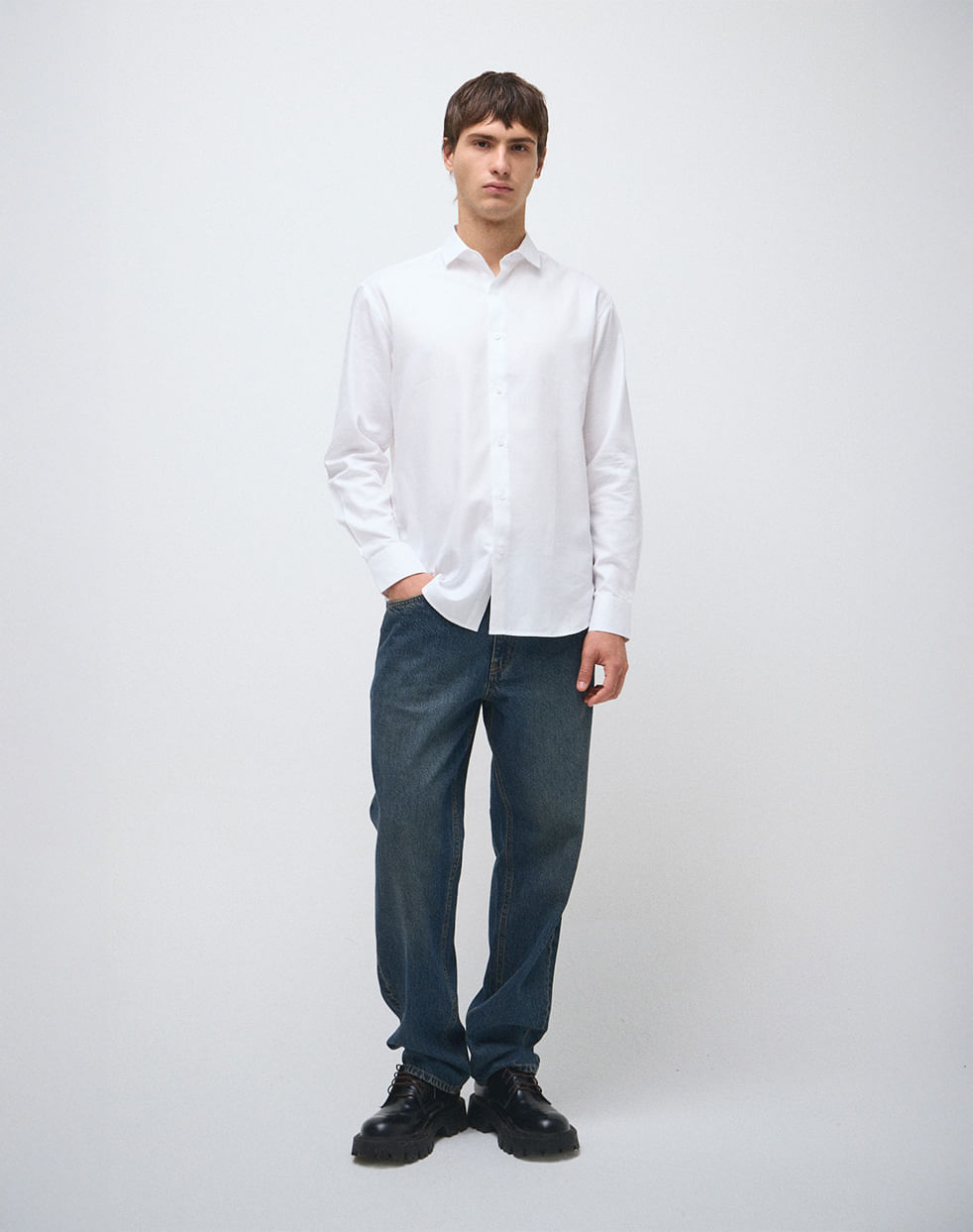 Camisa vestir slim 100% algodón