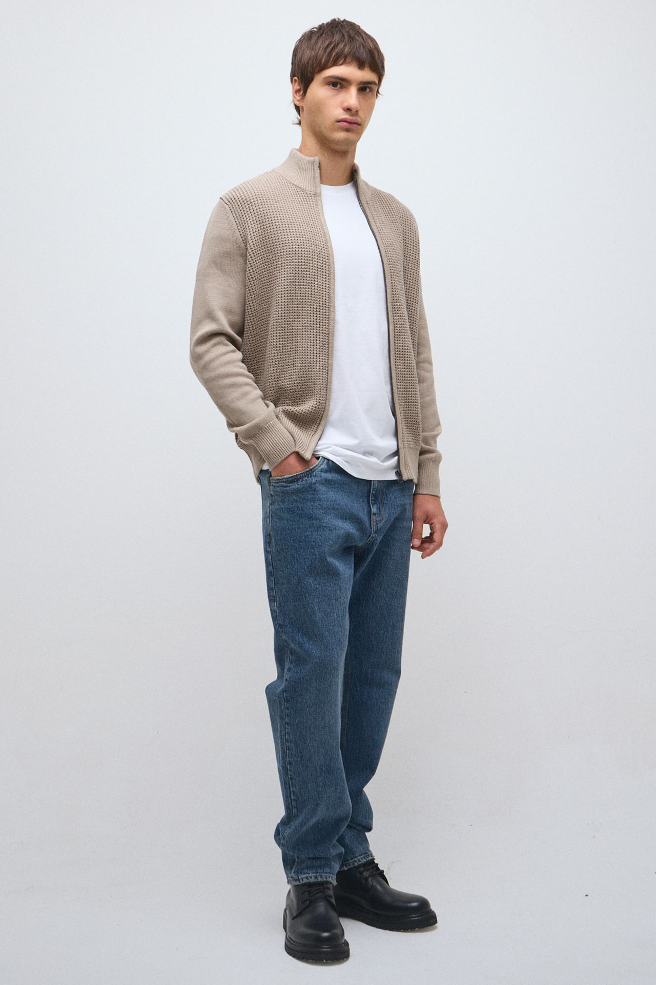 Campera tejida tramada