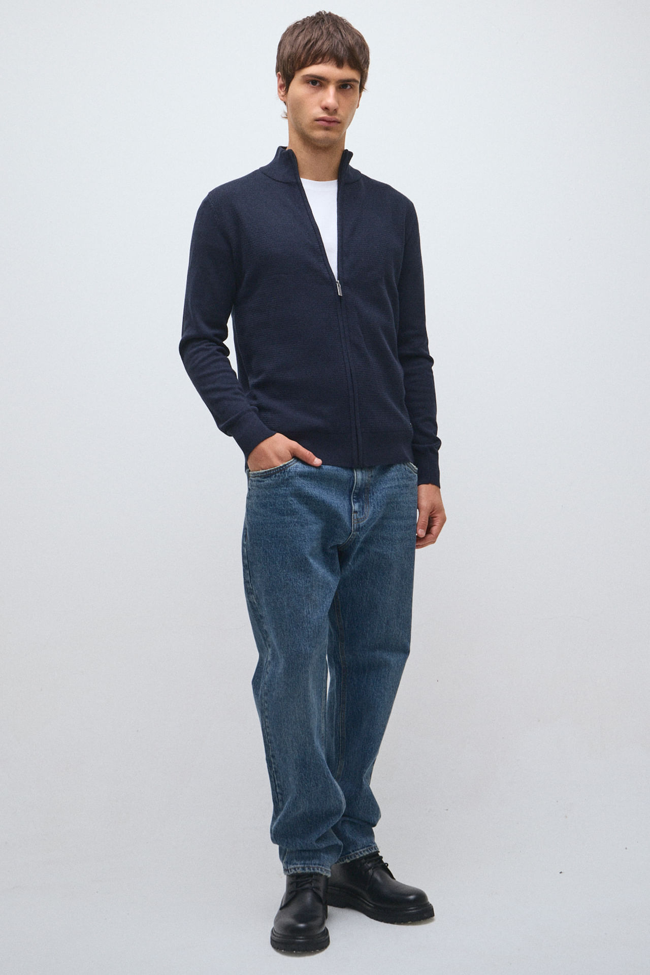 Campera tejida tramada