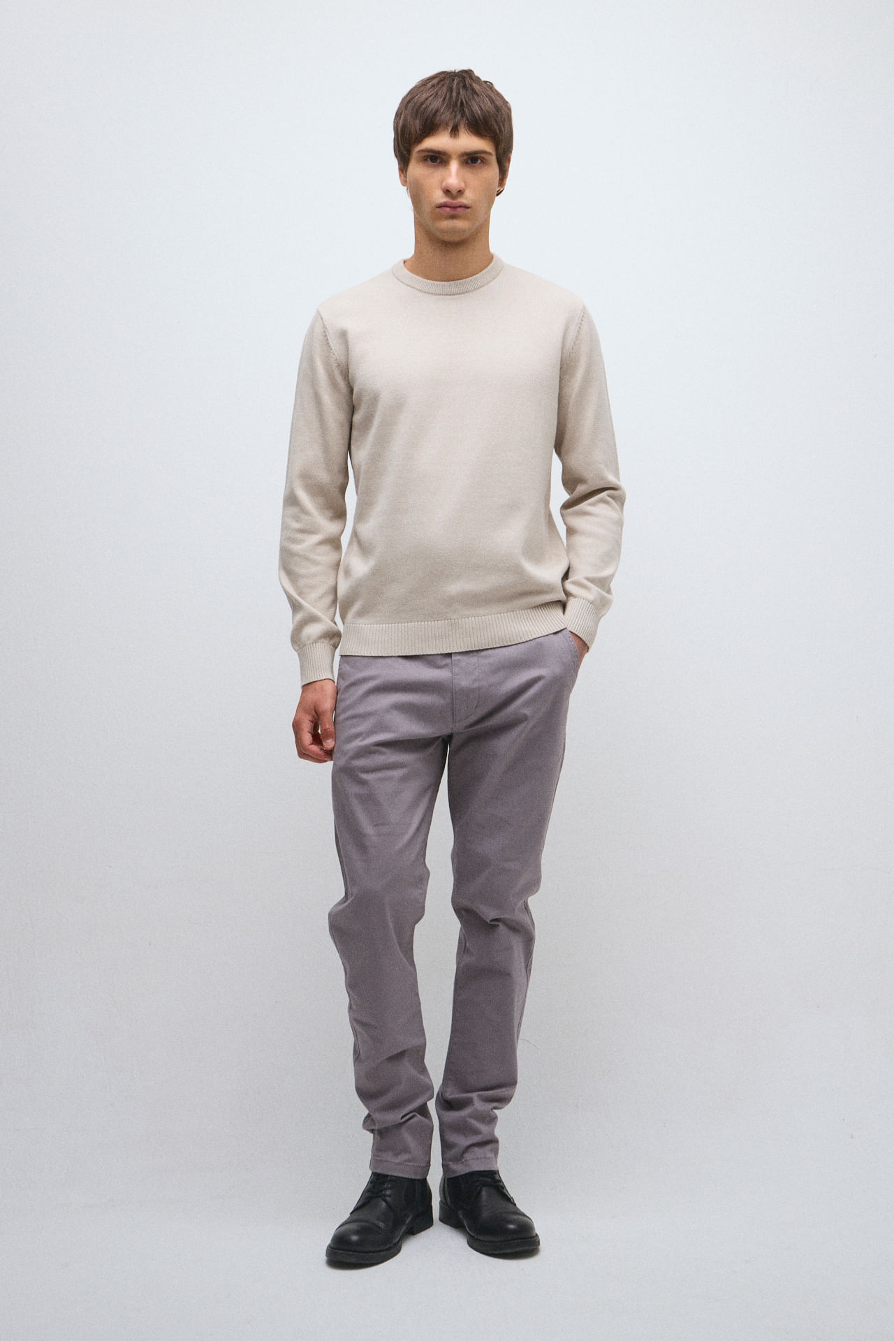 Sweater cuello redondo liso