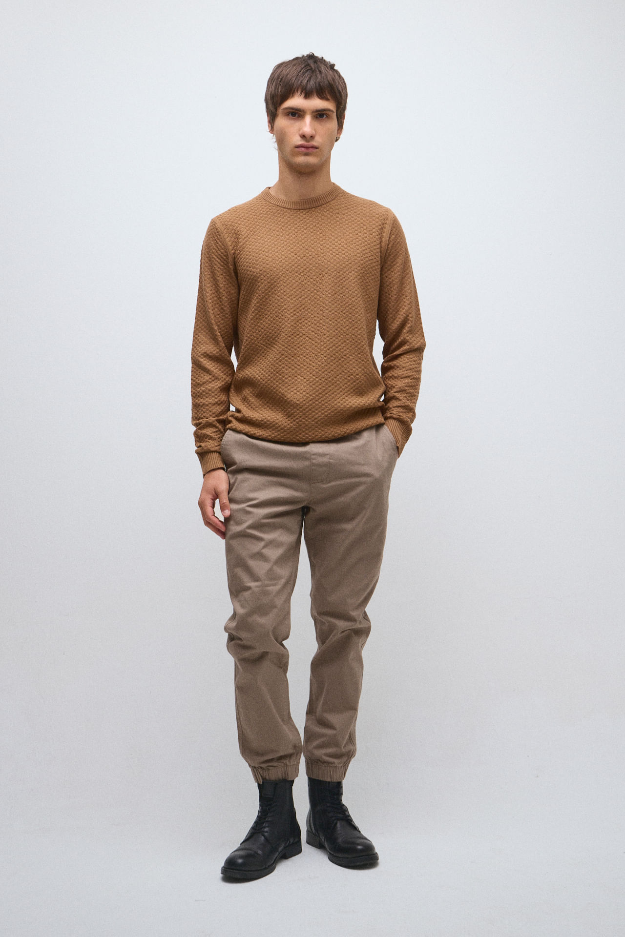 Sweater cuello redondo tramado