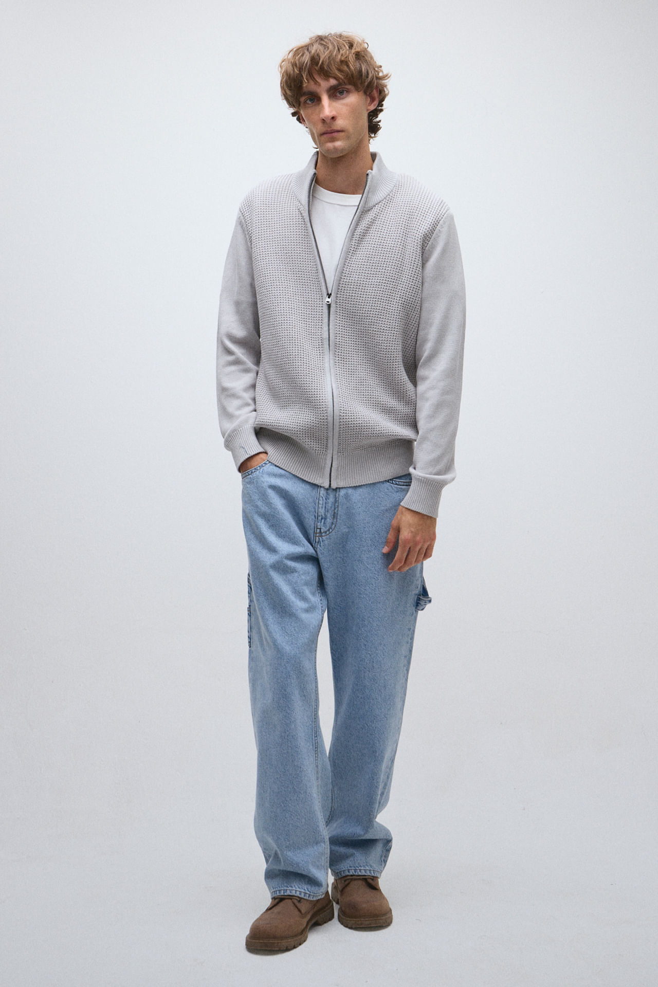 Campera tejida tramada