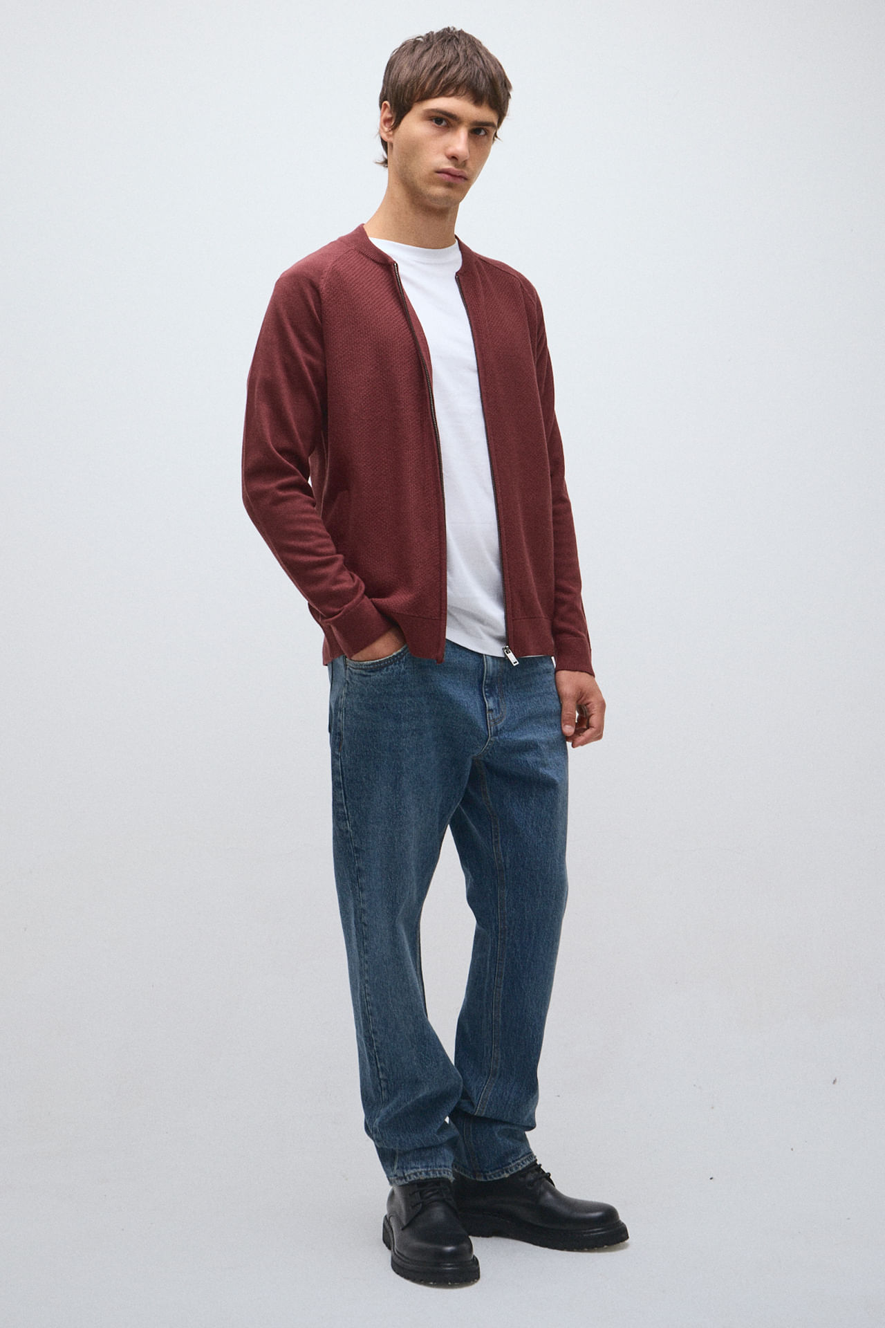 Campera tejida tramada