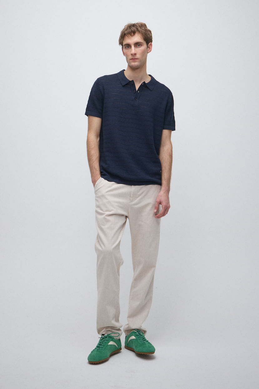 Pantalón chino slim lino