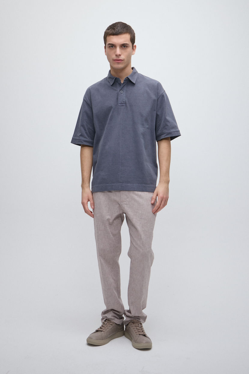 Pantalón chino slim lino