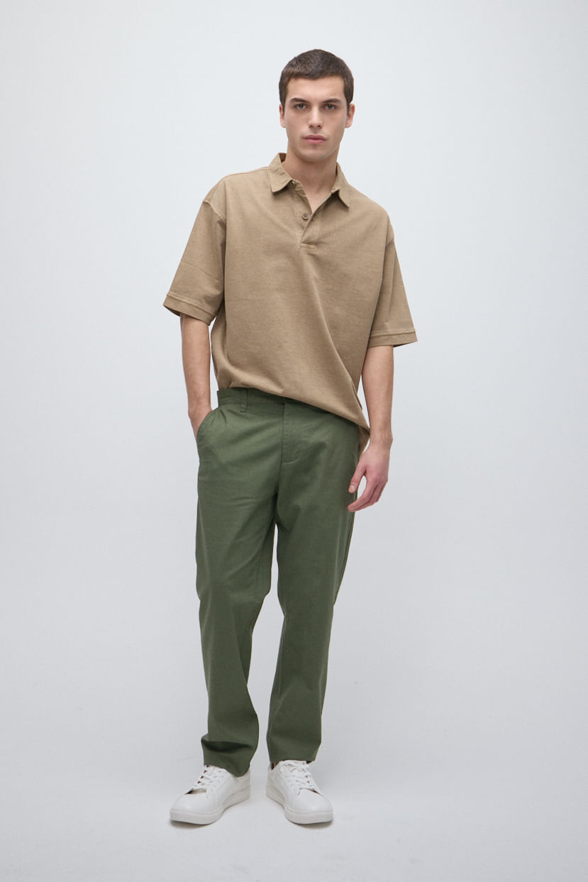 Pantalón chino slim lino