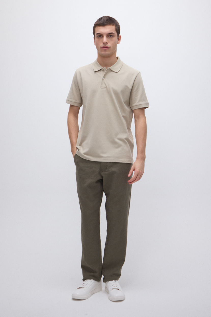 Pantalón chino regular lino