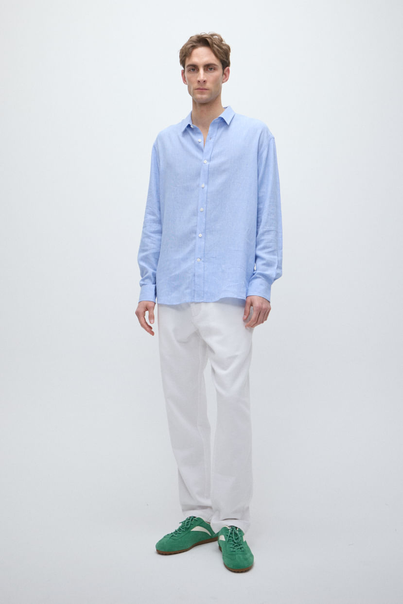 Pantalón chino regular lino