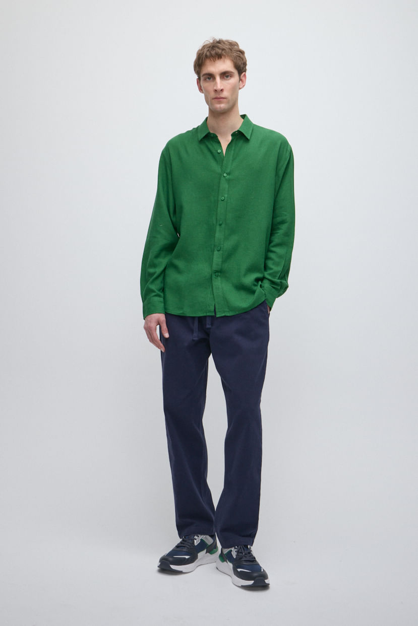 Camisa regular lino